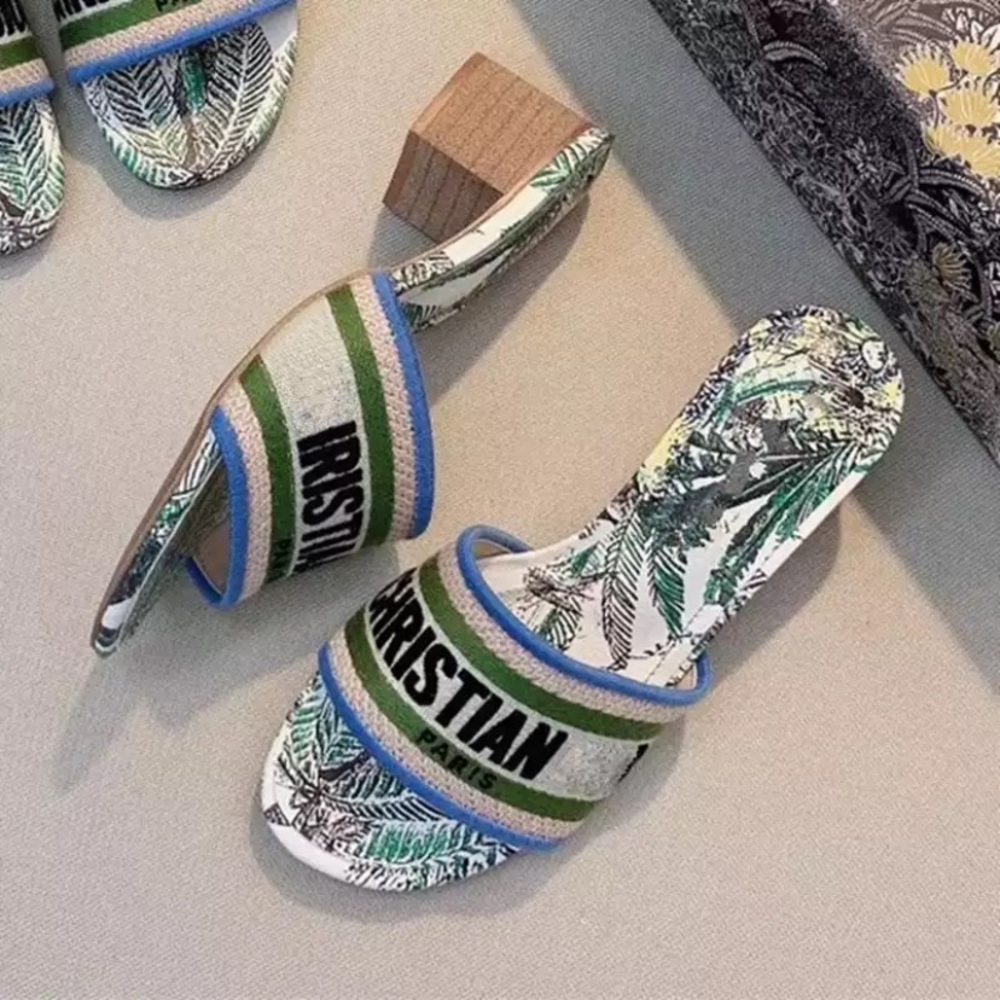 Christian Dior embroidered print mules sz 8